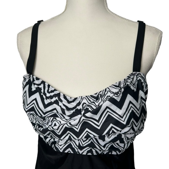 ZANDO women’s plus size 3X modest twist front Tankini swimsuit boy shorts bottom - Picture 4 of 10